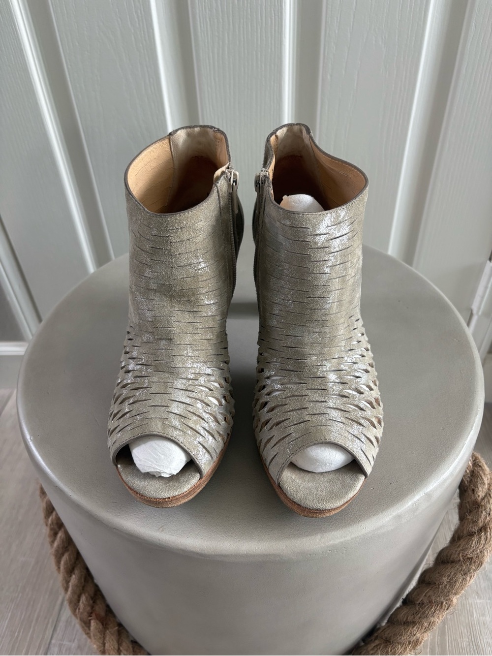 Paul Green | Cayanne peep-toe booties | Metallic Pewter | US size 9 (UK 6.5)